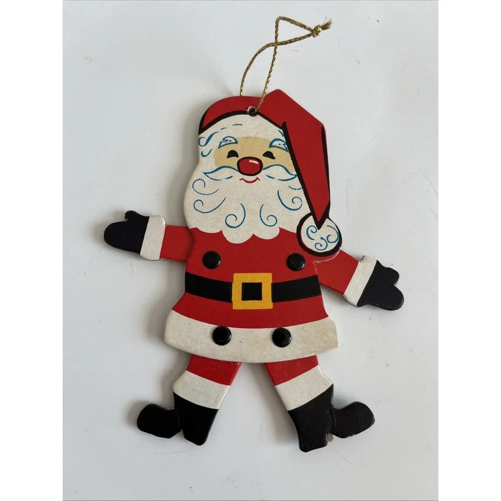 Vtg Jointed Cardboard Santa Made In Taiwan